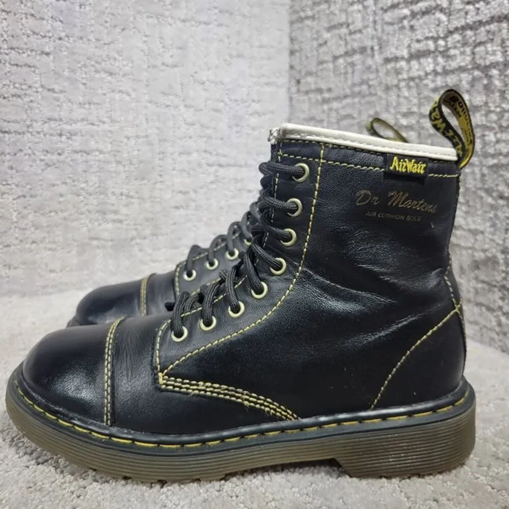 Dr martens Bruiser Unisex Kid's Size 2 US Black Leather Lace up Zipper Boots